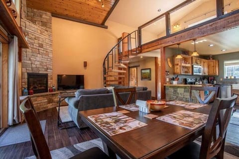 Living room, stairs to loft