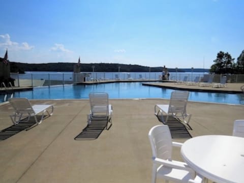 Lake views while enjoying the pool.