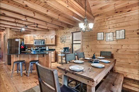 Open dining room with dining table for 6.