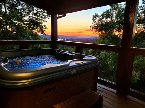 Watching the sunset while in the hot tub is something you will never forget.