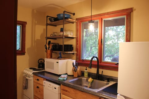 Small, but modern kitchen.