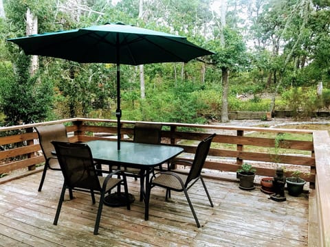 Back deck, off kitchen, with gas grill.