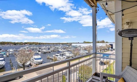 Large Balcony Looking out over Spring Lake and Marina