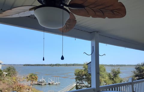 View from the balcony at high tide. 