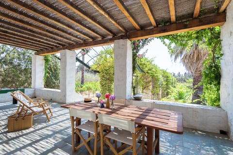 Front verandah with private vineyard and outdoor shower