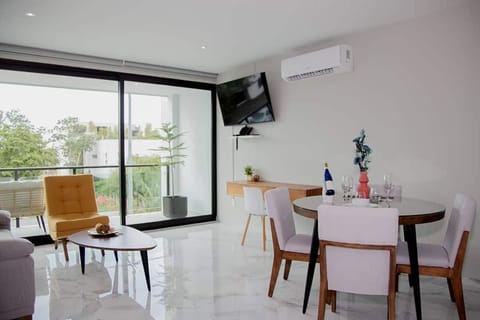 spacious living room and dining room