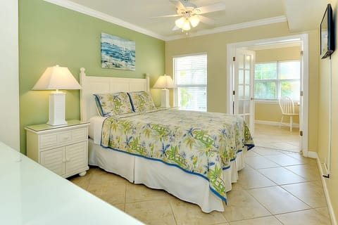 Drift off in crisp linens and soothing coastal colors.