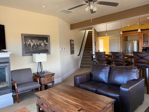 Living room view to upstairs master king suite 