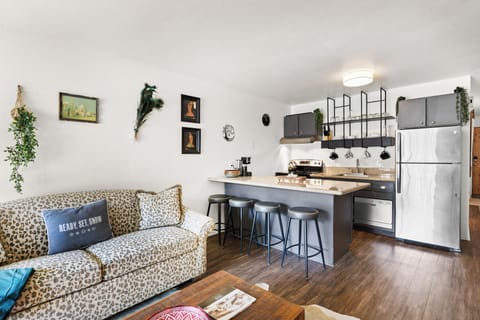 The open concept living and kitchen area.