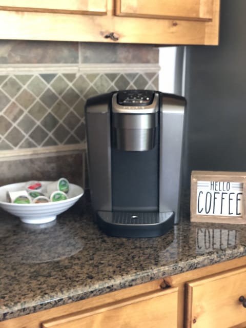 Enjoy an easy morning cup of coffee while at the ranch with our Keurig.