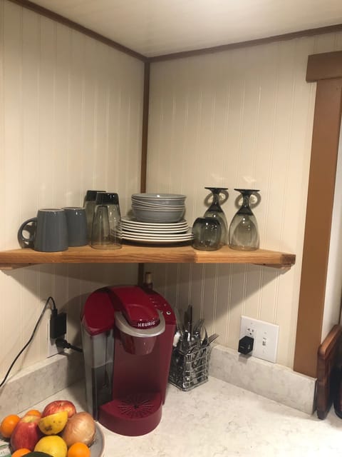 Keurig and dish shelf