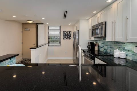 The open kitchen has plenty of prep space for those who like to eat in.