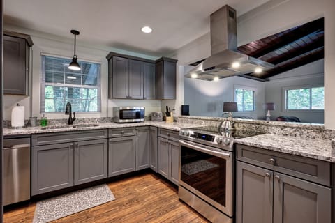 Kitchen with stainless steel appliances
