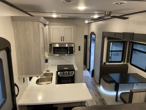 Kitchen, dining and back door 