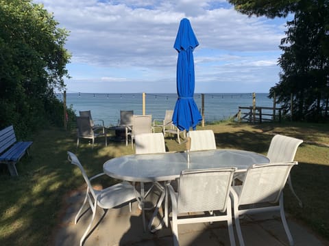 Outside table and six chairs