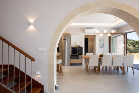 The villa has three floors and connected by staircases