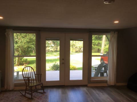 Living room has a view of the lake