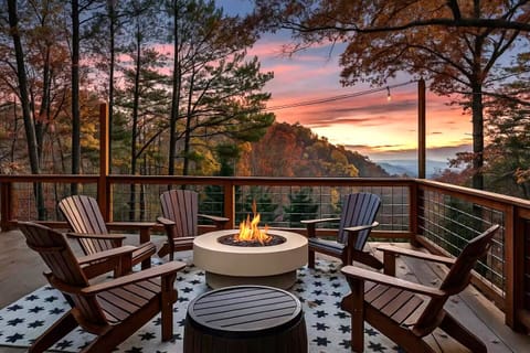 Gather ‘round the fire pit & watch the Smokies sparkle at twilight