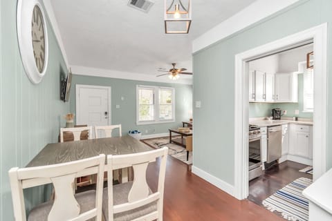 Fresh and clean vibes in my kitchen with this white table and chairs! #minimaliststyle