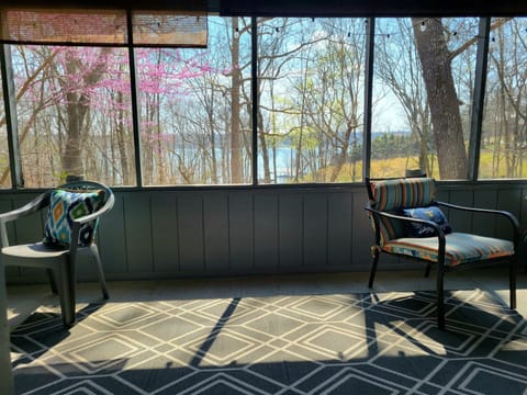 Screened porch with lake view 