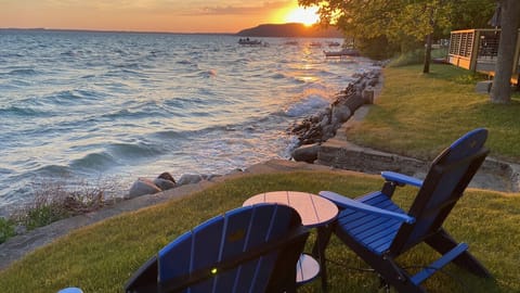 Looking west at sunset on a wavy evening, early June.
