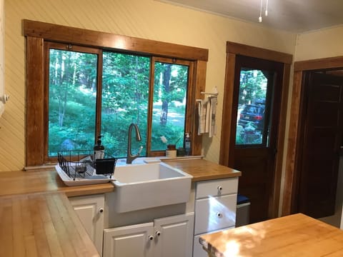 Looking out into nature from the kitchen sink.
