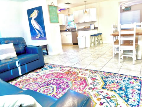 Open living, dining, kitchen area