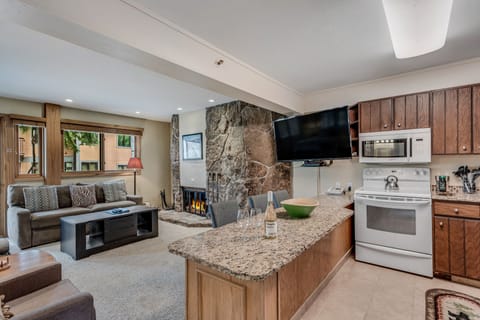 Full kitchen with counter seating