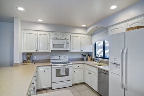 Plenty of pots, pans, and cookware. Oil and Vinegar and some spices provided as well.