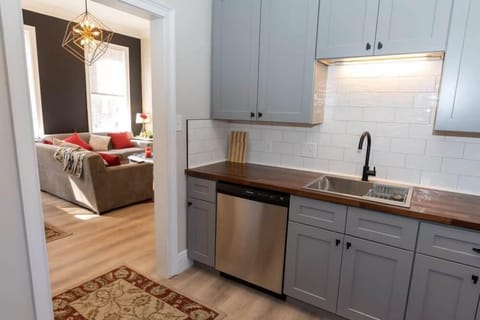 A shot at the kitchen and living area!