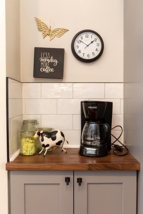 fully stocked coffee bar!