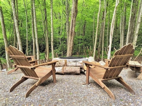 Cooking Fire Pit with Meandering Creek Nearby