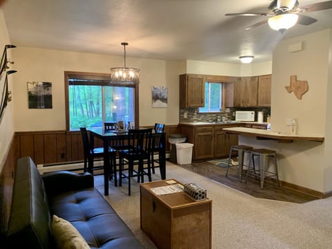 Another view of the dining/kitchen area.