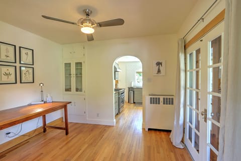 Workspace & French door entry to patio