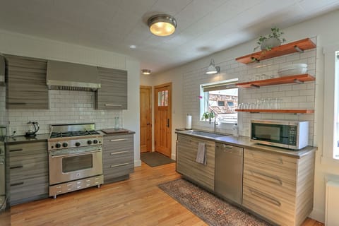 Newly remodeled kitchen with luxury appliances and custom cabinetry