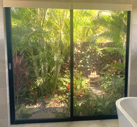 Master bathroom outdoor shower March 2024