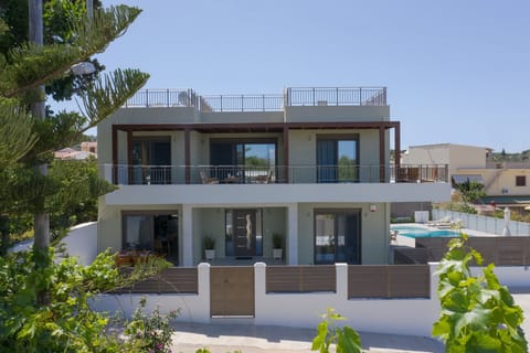 Facade of New beautiful villa,Private pool,Near amenities & town,Rethymno,Crete