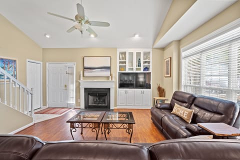 Perfect room for friends and family to gather around for movie night.