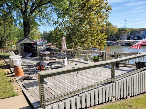 Large deck perfect for the whole gang,  smoking permitted on deck only. 