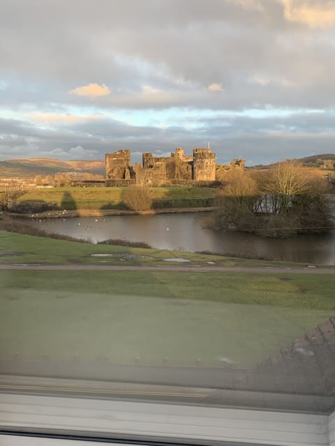 Caerphilly Castile at Dusk, 600 steps from BedHaus
