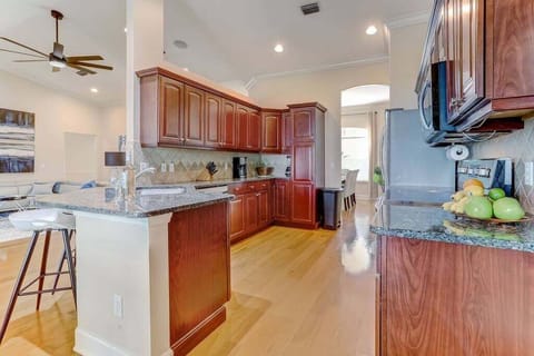 Full kitchen with all the kitchen essentials and appliances.