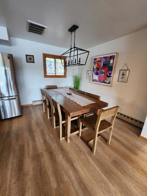 Large dining table seats 8.