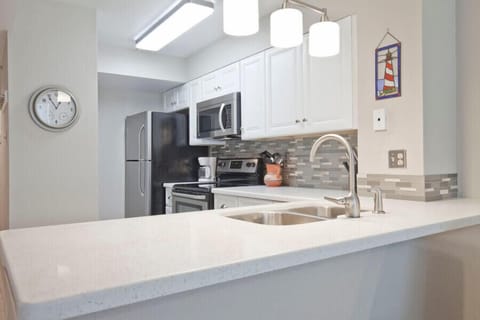 Our recently updated kitchen sparkles with a crisp, clean look and full-size stainless steel appliances. A trip to Gulfview South Padre Island is exactly what you need.