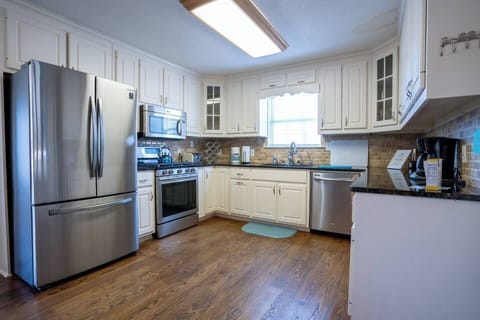 Kitchen with stainless steel appliances