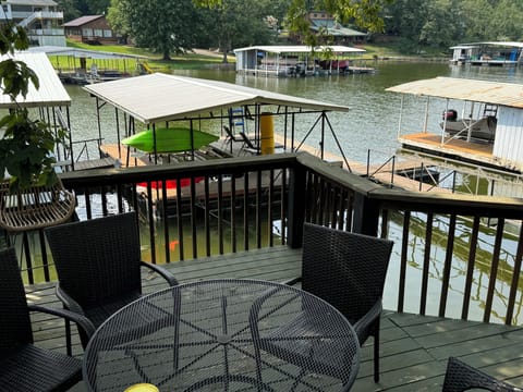 Seating area near the water.