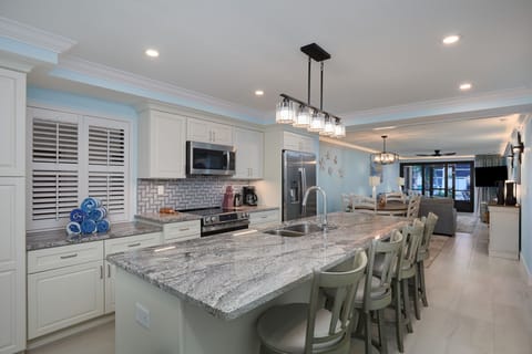 Kitchen and living room view.