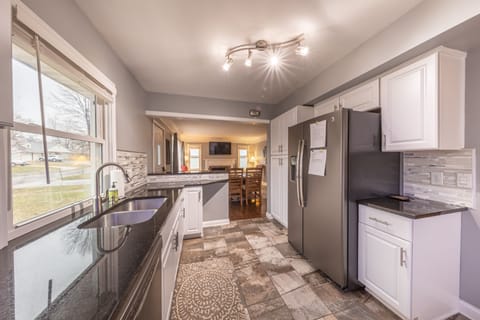 Kitchen opens up into living room. Great for entertaining! 