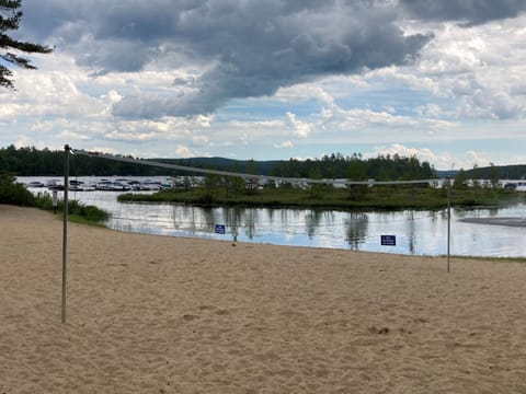 association beach, swim area, fishing and kayak storage area.