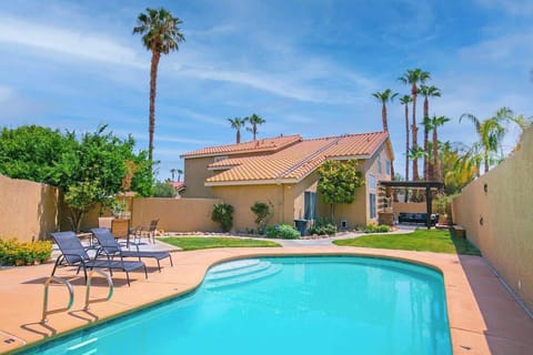 Sparkling swimming pool, perfect for a relaxing dip.