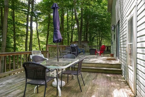 Our spacious deck will be a favorite hangout spot for everyone for a BBQ  on our charcoal grill or a relaxing morning cup of coffee.